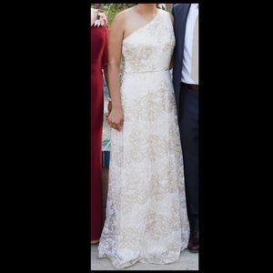 Adrianna Papell embroidered one-shoulder gown